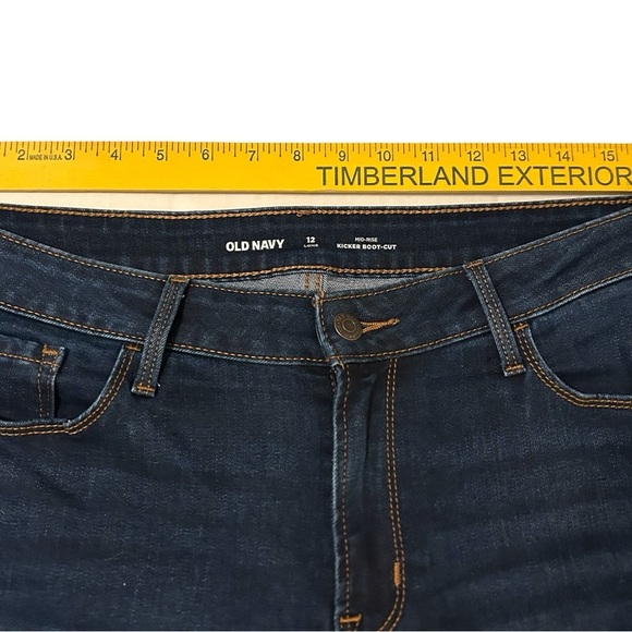 OLD NAVY Women's Size 12 LONG Mid-Rise Kicker Boot-Cut Jeans Blue 5-Pocket EUC - Picture 8 of 11